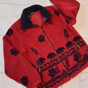 Vtg Nanuk red fleece Jacket Ladies L bears Northwoods